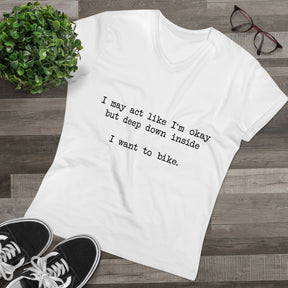 "I Want To Bike" V-Neck Tee