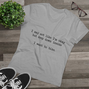 "I Want To Bike" V-Neck Tee